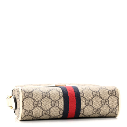 Gucci GG Supreme Monogram Textured Calfskin Web Mini Ophidia Shoulder Bag Beige Ebony Mystic White 4 of 12