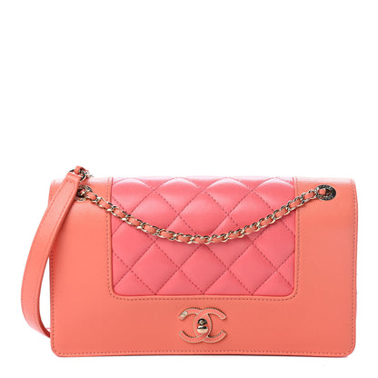Chanel Sheepskin Quilted Medium Vintage Mademoiselle Flap Coral Orange 1 of 5