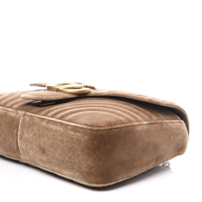 Gucci Velvet Matelasse Medium GG Marmont Shoulder Bag Taupe 6 of 10
