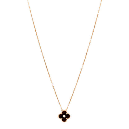 Van Cleef & Arpels 18K Rose Gold Diamond Bulls Eye Vintage Alhambra Pendant Necklace 1 of 5