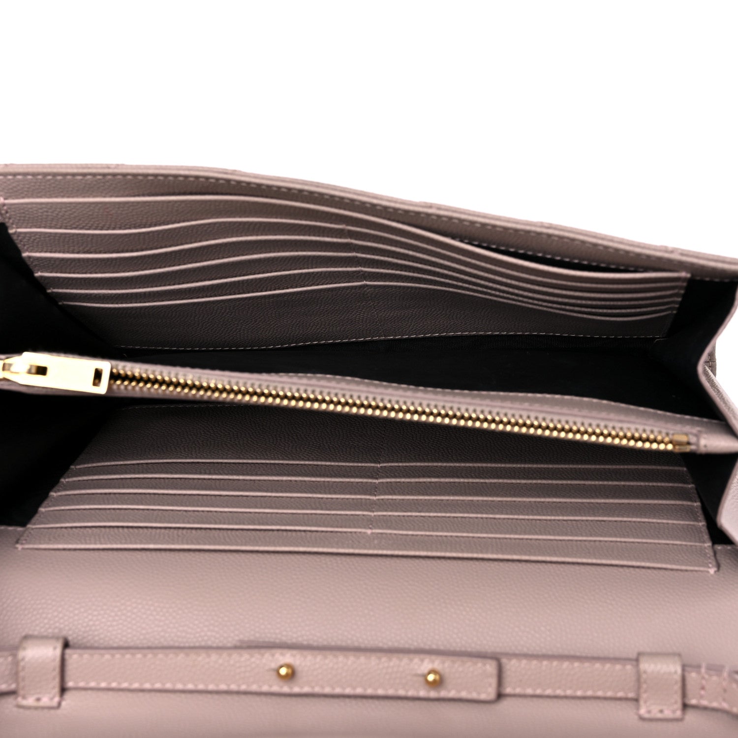 Saint Laurent Grain De Poudre Matelasse Chevron Monogram Chain Wallet Marble Pink 5 of 14