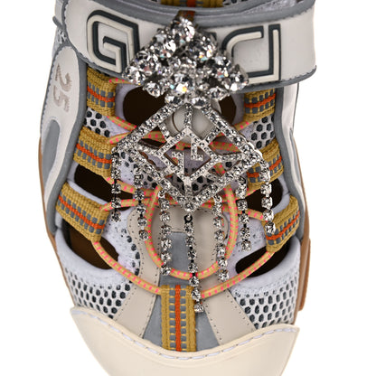 Gucci Mesh Fabric Tinsel Sport Sandals 38 White Silver 10 of 13
