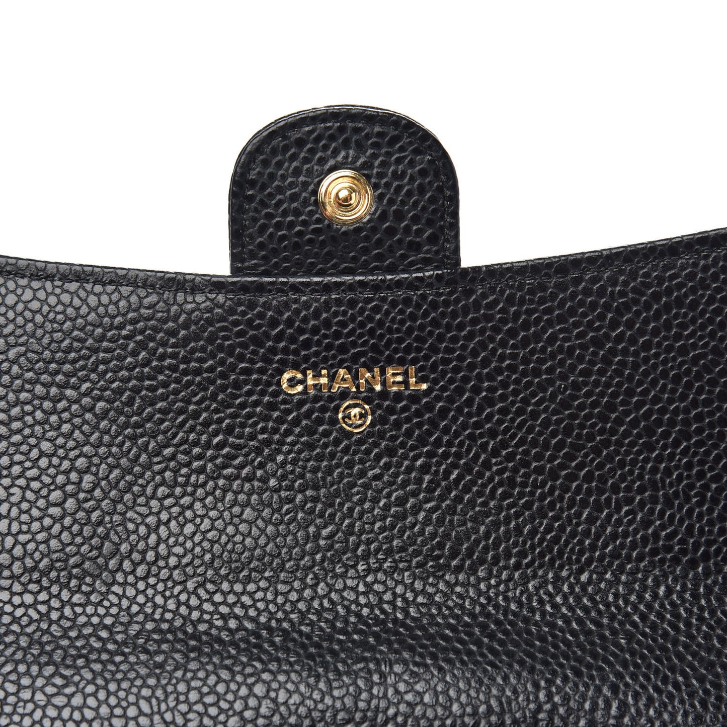 Caviar Quilted Large Gusset Flap Wallet Black