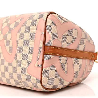 Louis Vuitton Damier Azur Tahitienne Speedy Bandouliere 30 Rose Ballerine 8 of 9