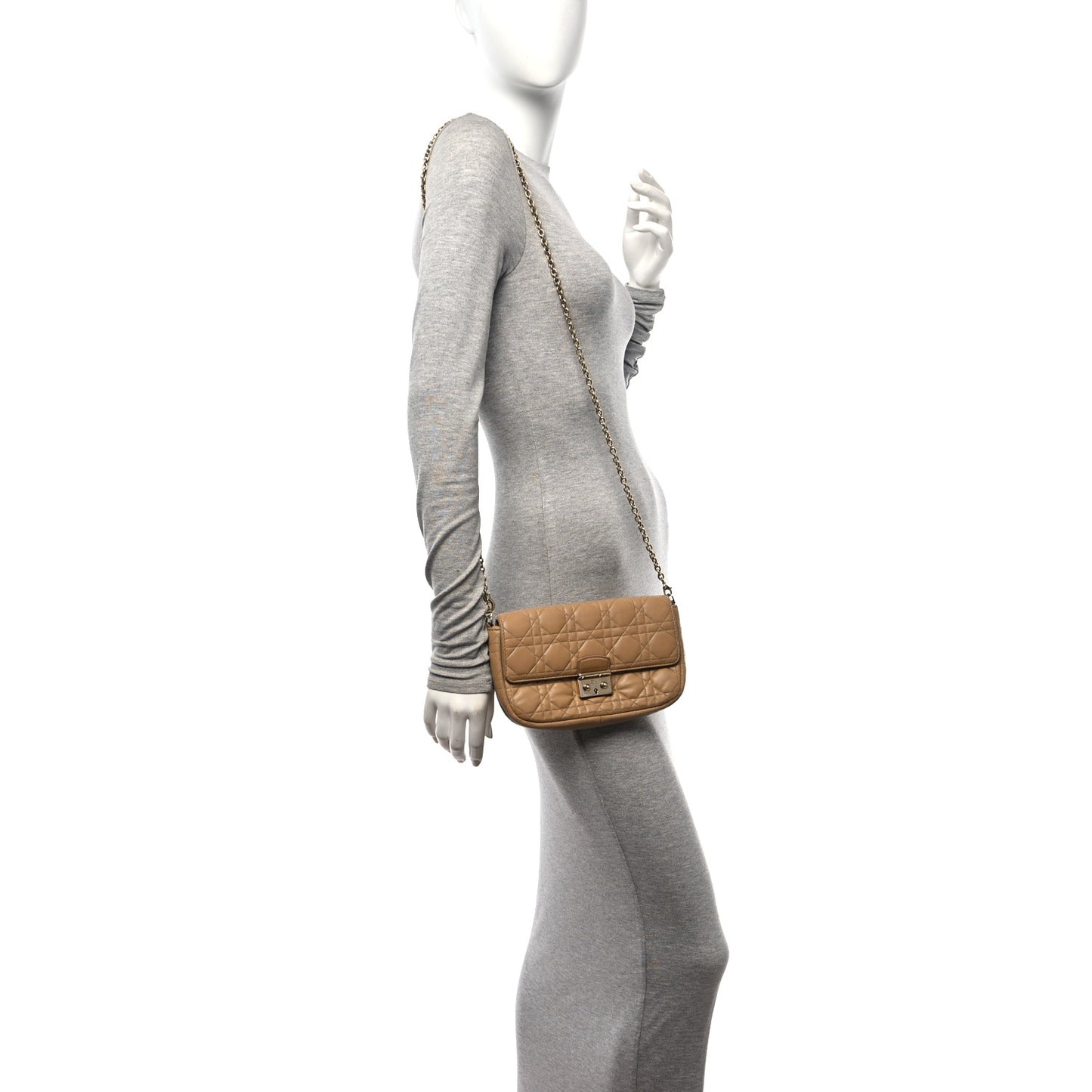 Lambskin Cannage Miss Dior Promenade Pouch Beige