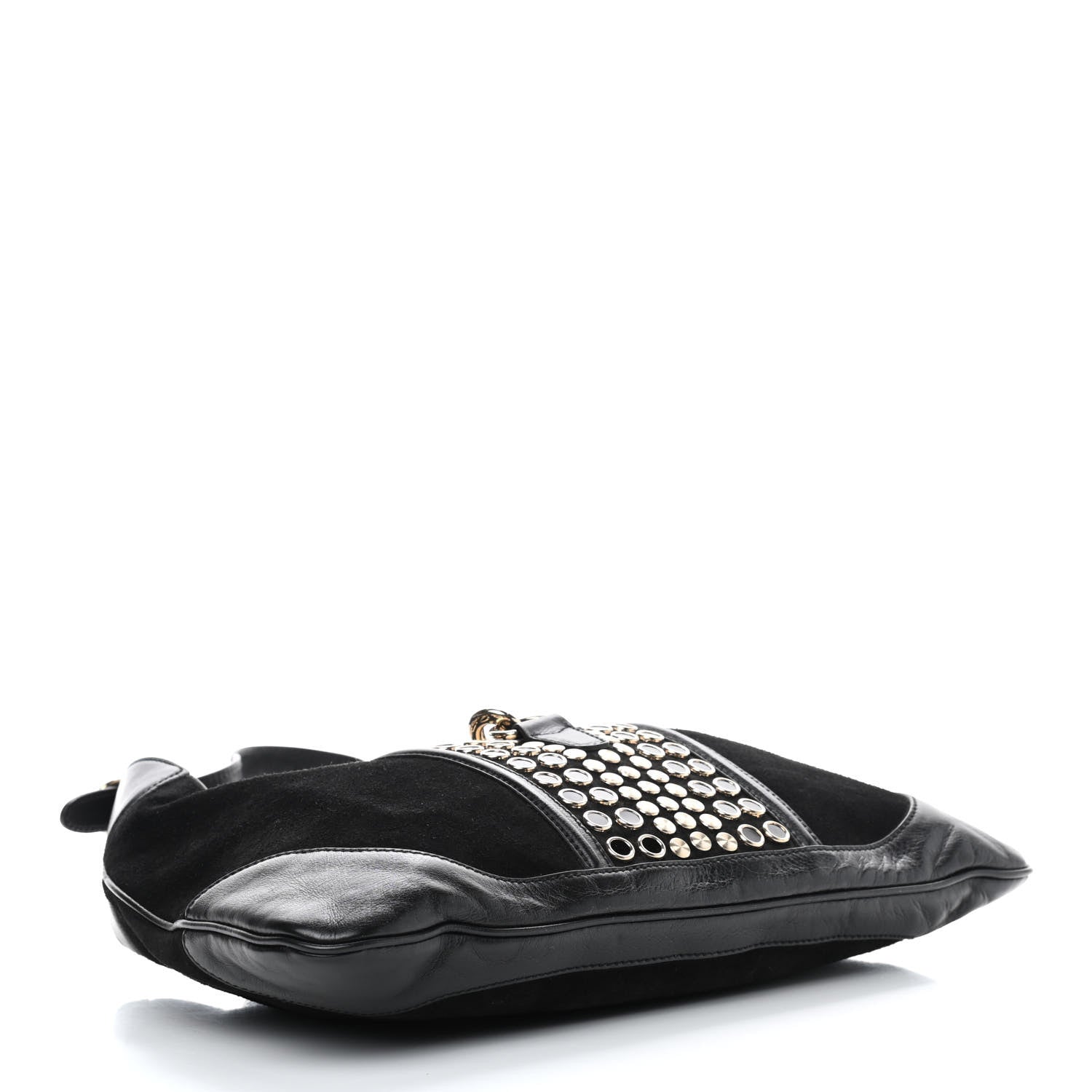 Gucci Suede Studded Medium Jackie O Bouvier Hobo Black 3 of 8