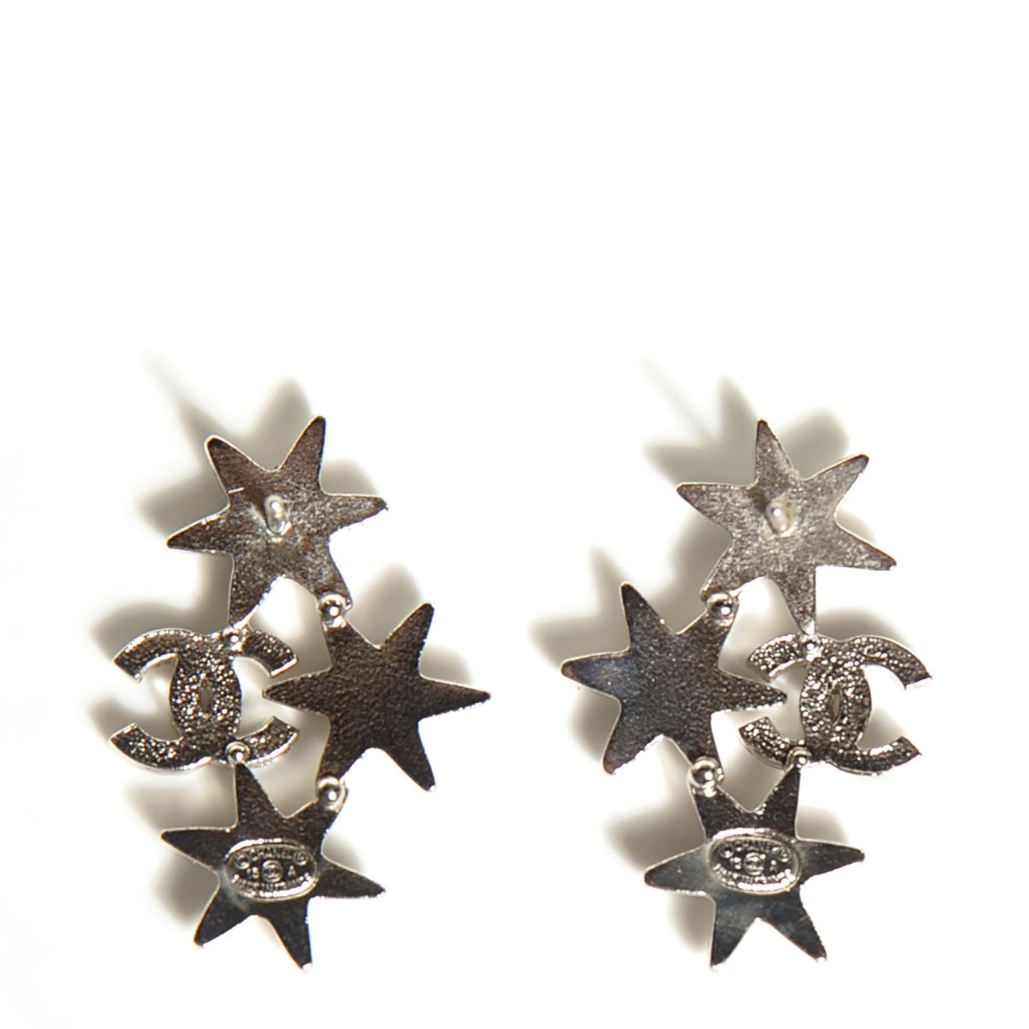 Crystal CC Star Earrings Silver
