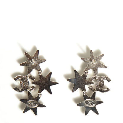 Chanel Crystal CC Star Earrings Silver 3 of 5
