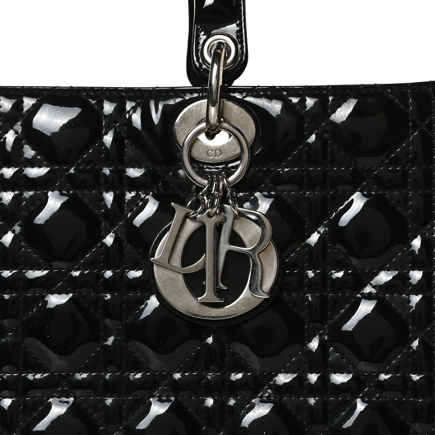 Patent Cannage Large Lady Dior Black