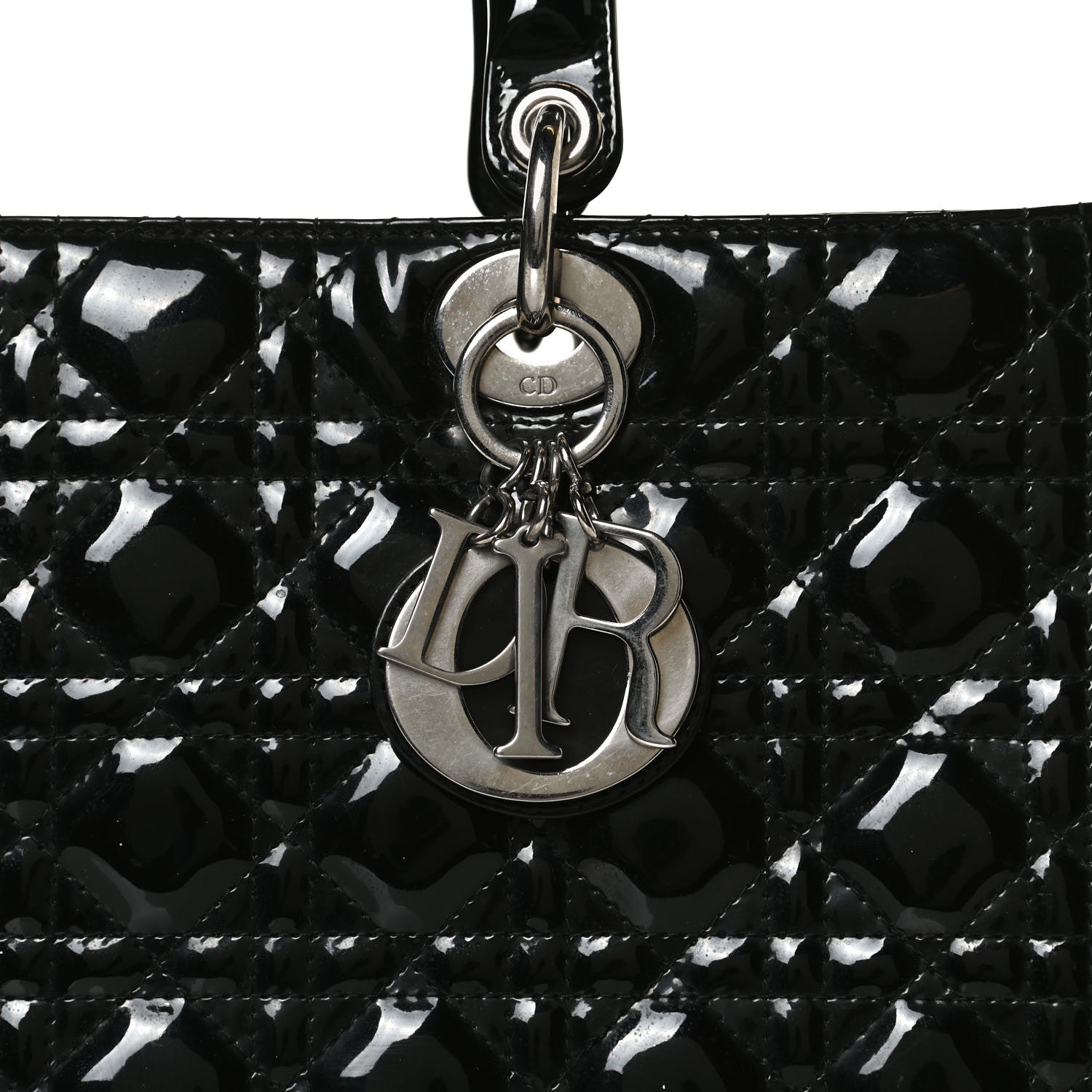 Christian Dior Patent Cannage Large Lady Dior Black 10 of 12