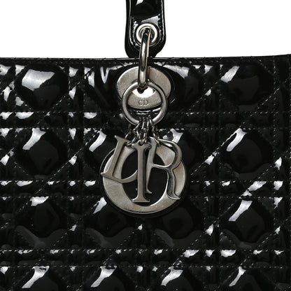 Christian Dior Patent Cannage Large Lady Dior Black 10 of 12