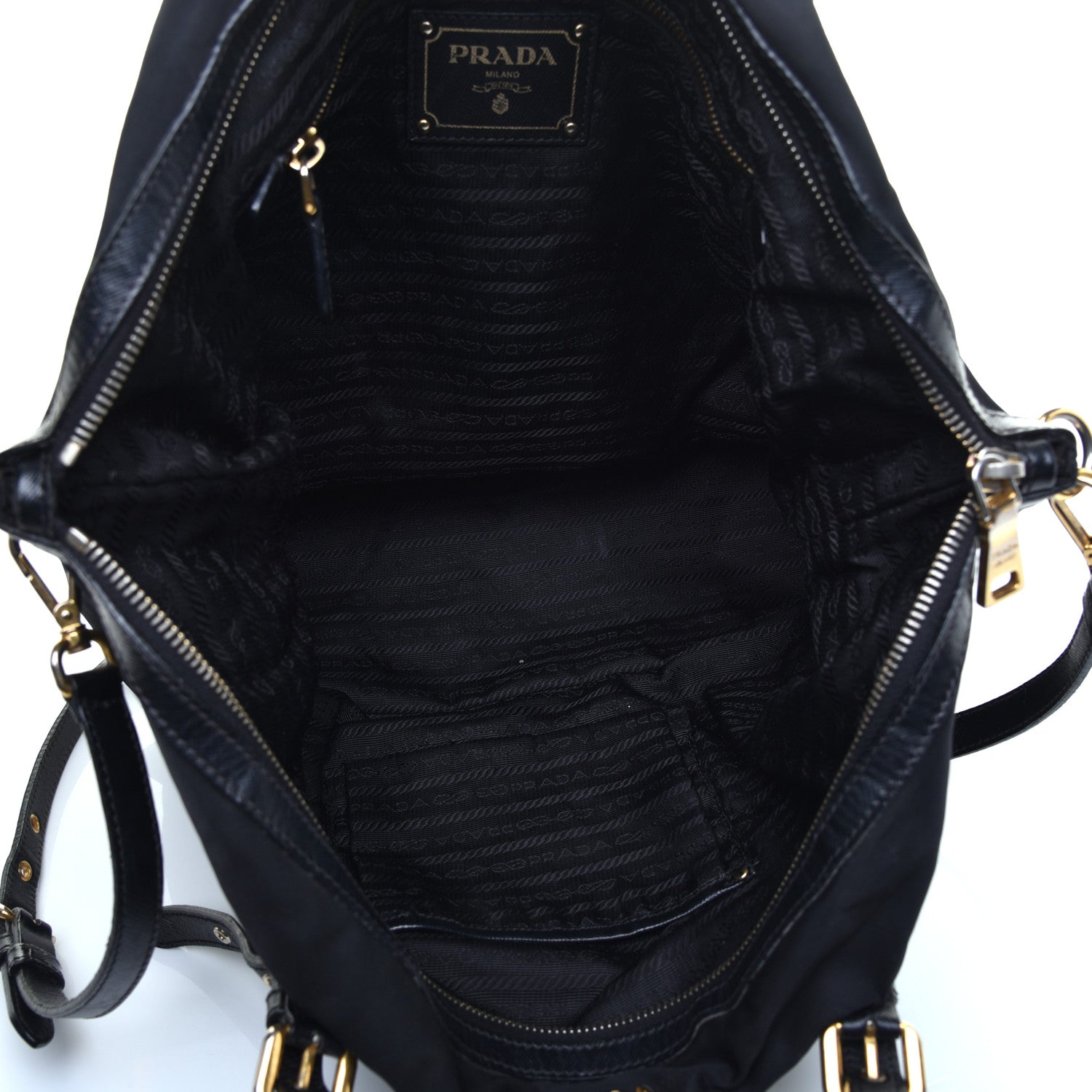 Prada Tessuto Nylon Saffiano Tote Black 5 of 8