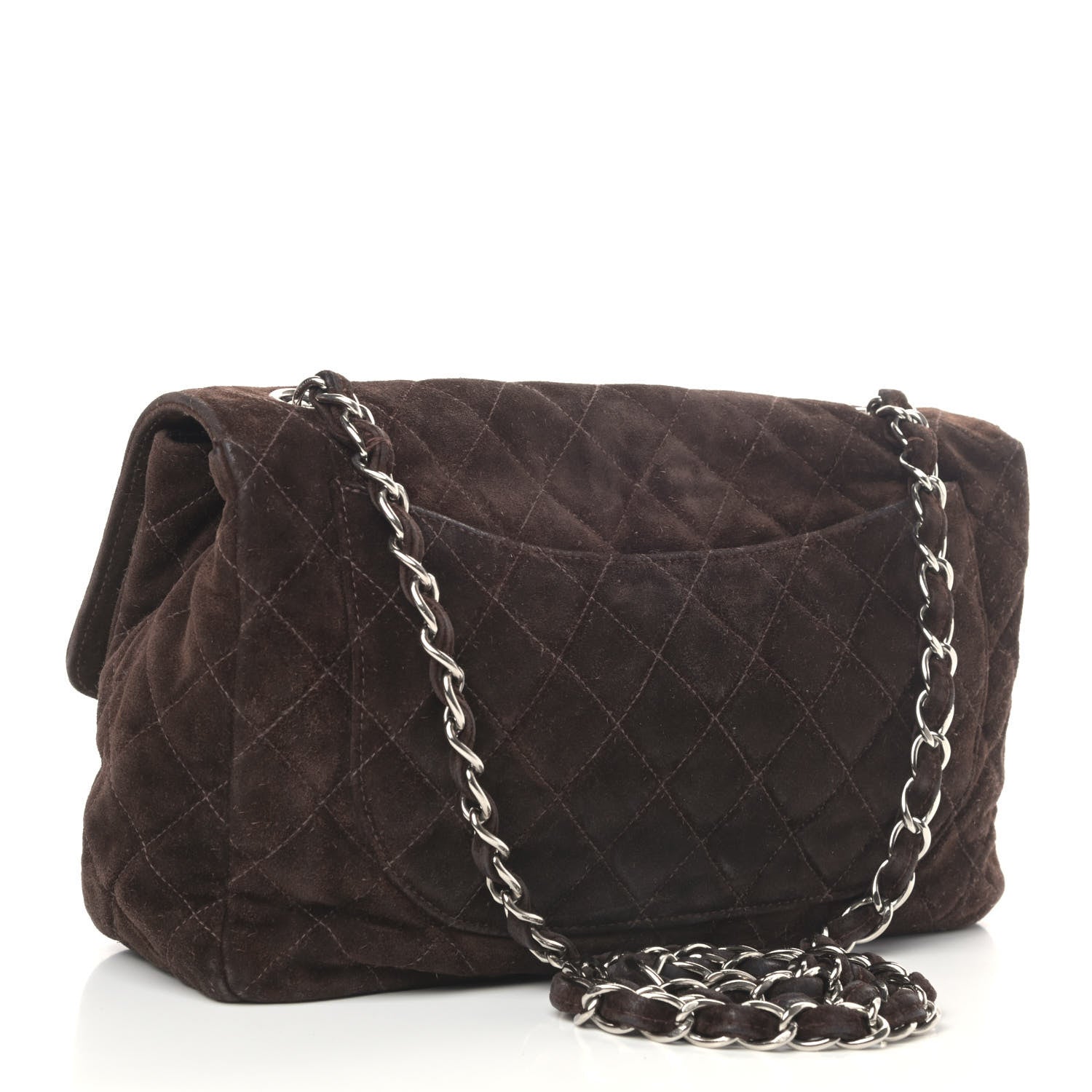 Chanel Suede Quilted Medium Single Flap Brown 5 of 12