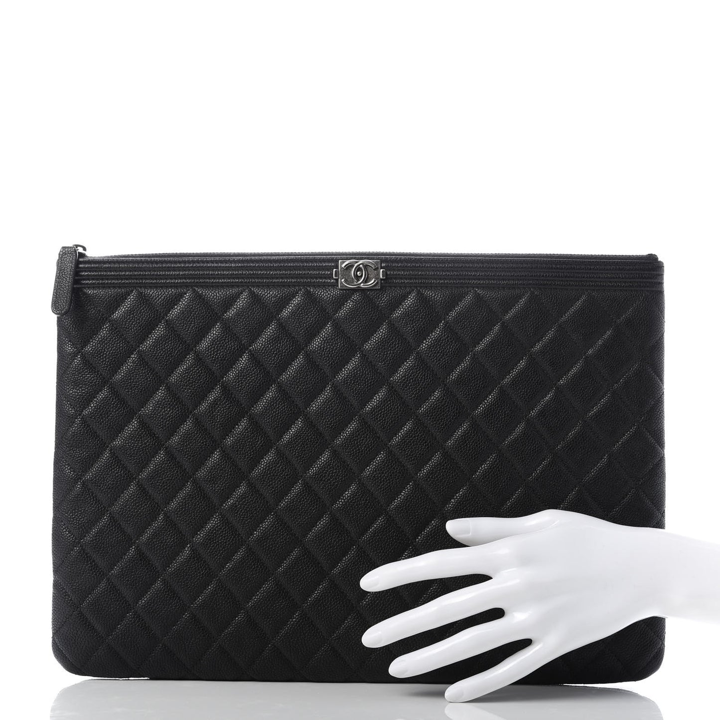 Caviar Quilted Large Boy Cosmetic Case Black