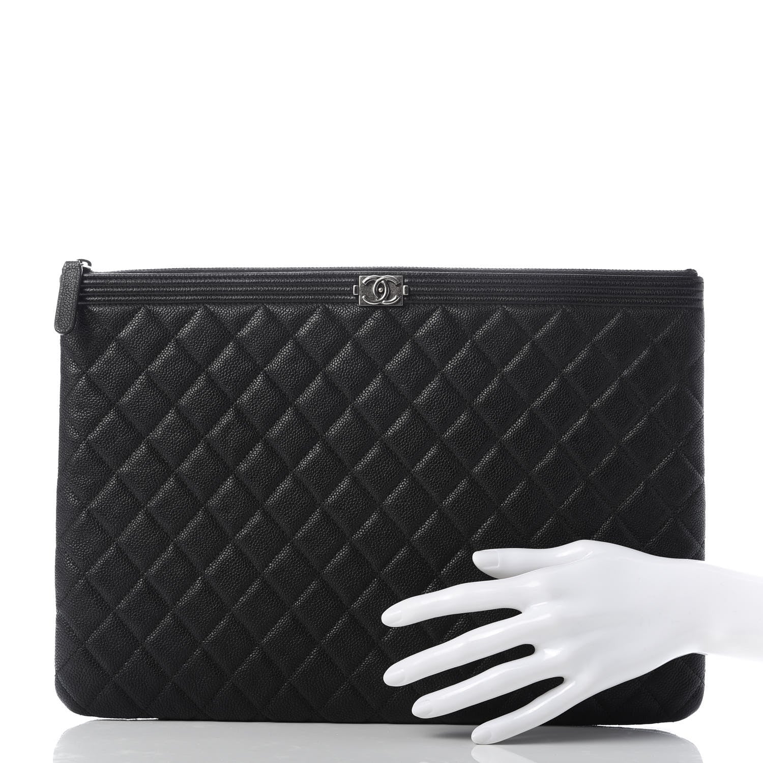 Chanel Caviar Quilted Large Boy Cosmetic Case Black 2 of 9