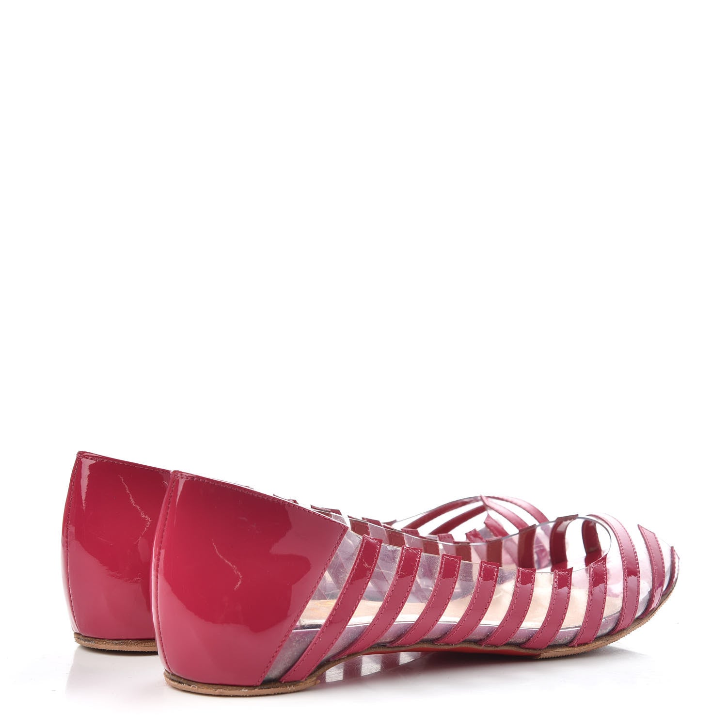 Christian Louboutin Patent PVC Striped A6 Flats 35 Red 4 of 9