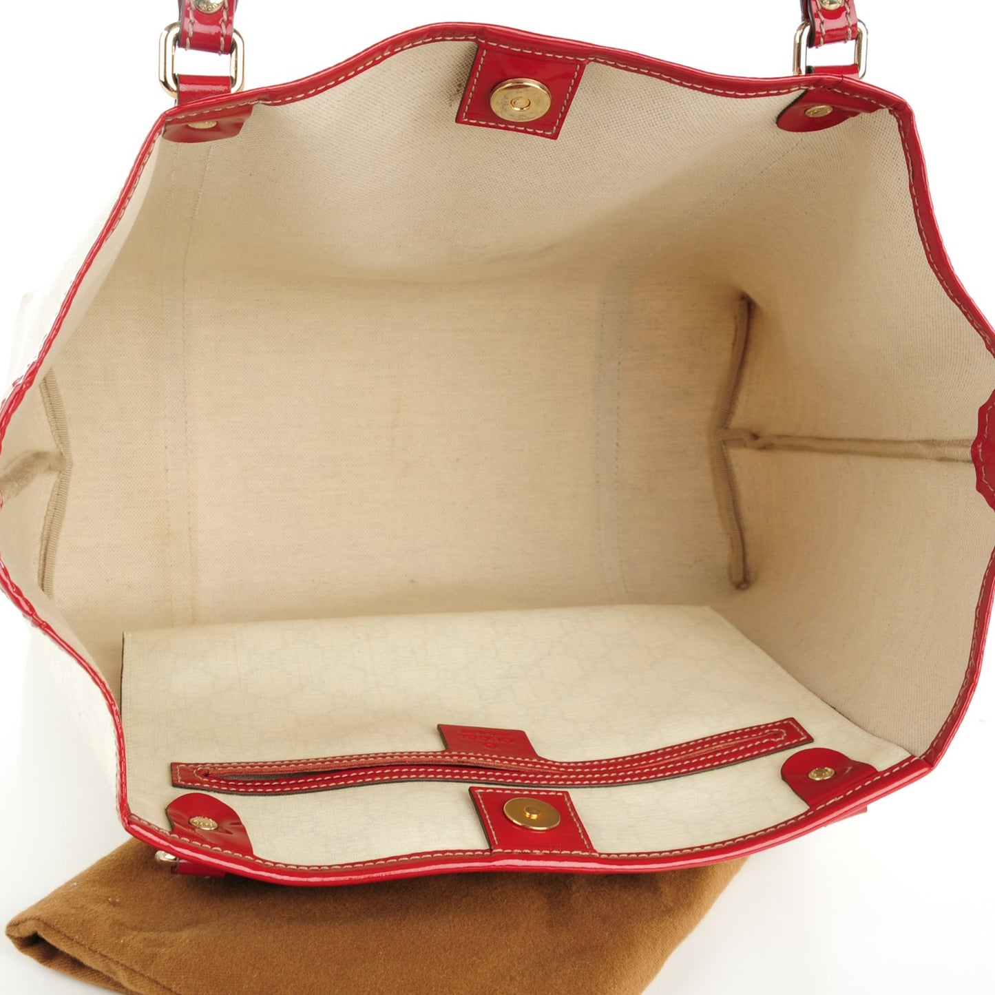 GG Plus Monogram Tattoo Heart Medium Joy Tote Off White Red