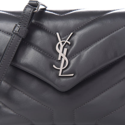 Saint Laurent Calfskin Y Quilted Monogram Toy Loulou Crossbody Bag Asphalt 10 of 11