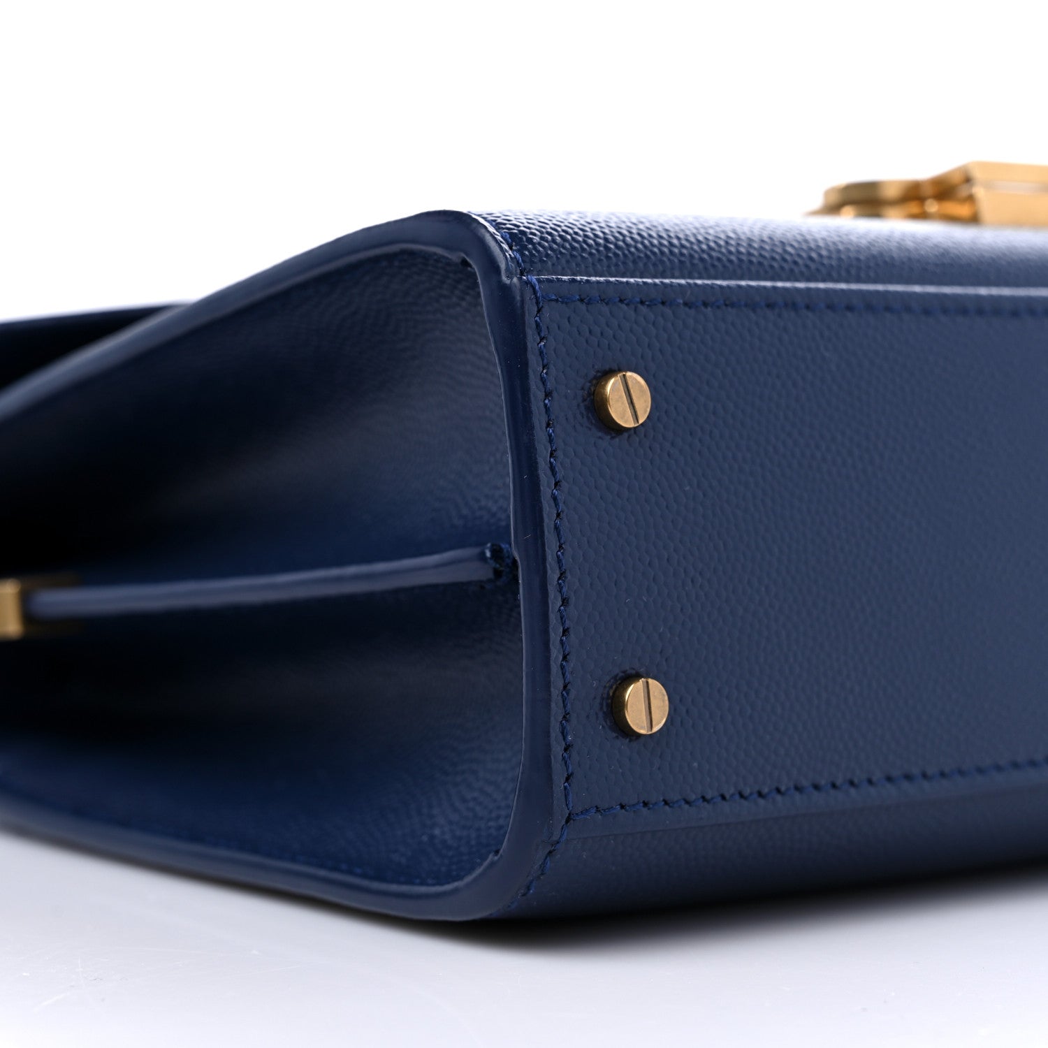 Saint Laurent Calfskin Mini Classic Monogram Cassandra Top Handle Bag Blue 7 of 8