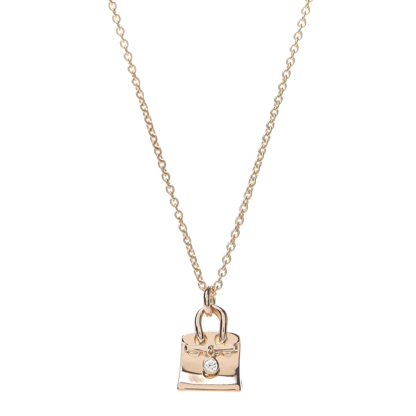 18K Rose Gold Diamond Birkin Pendant Necklace