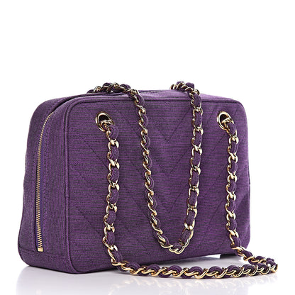 Chanel Jersey Chevron Quilted Camera Case Purple 3 of 11