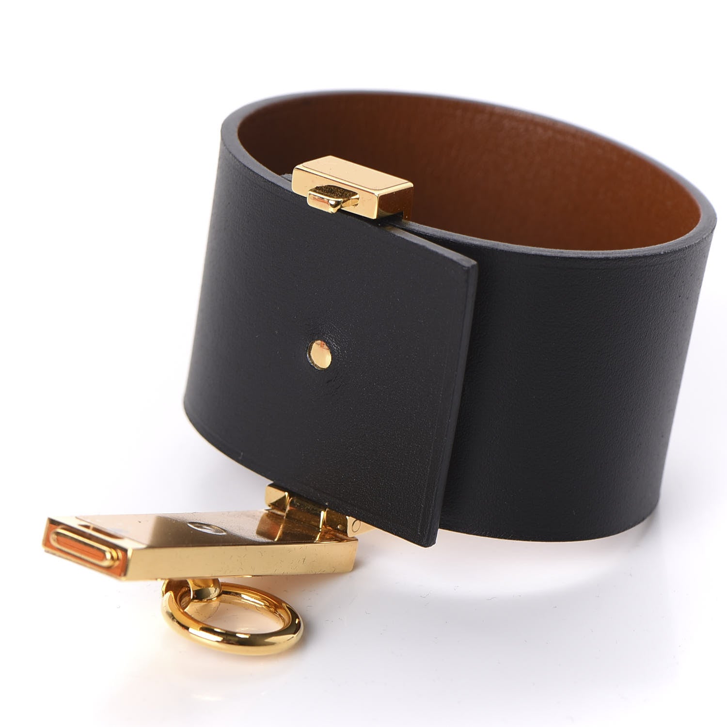 Hermes Chamonix Tadelakt Illusion Bracelet PM Black Fauve 5 of 6