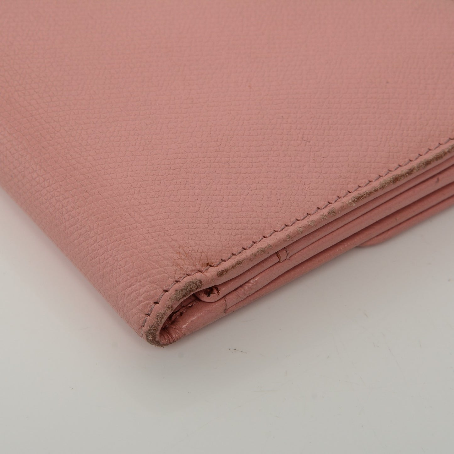 Grained Calfskin CC Button Wallet Pink