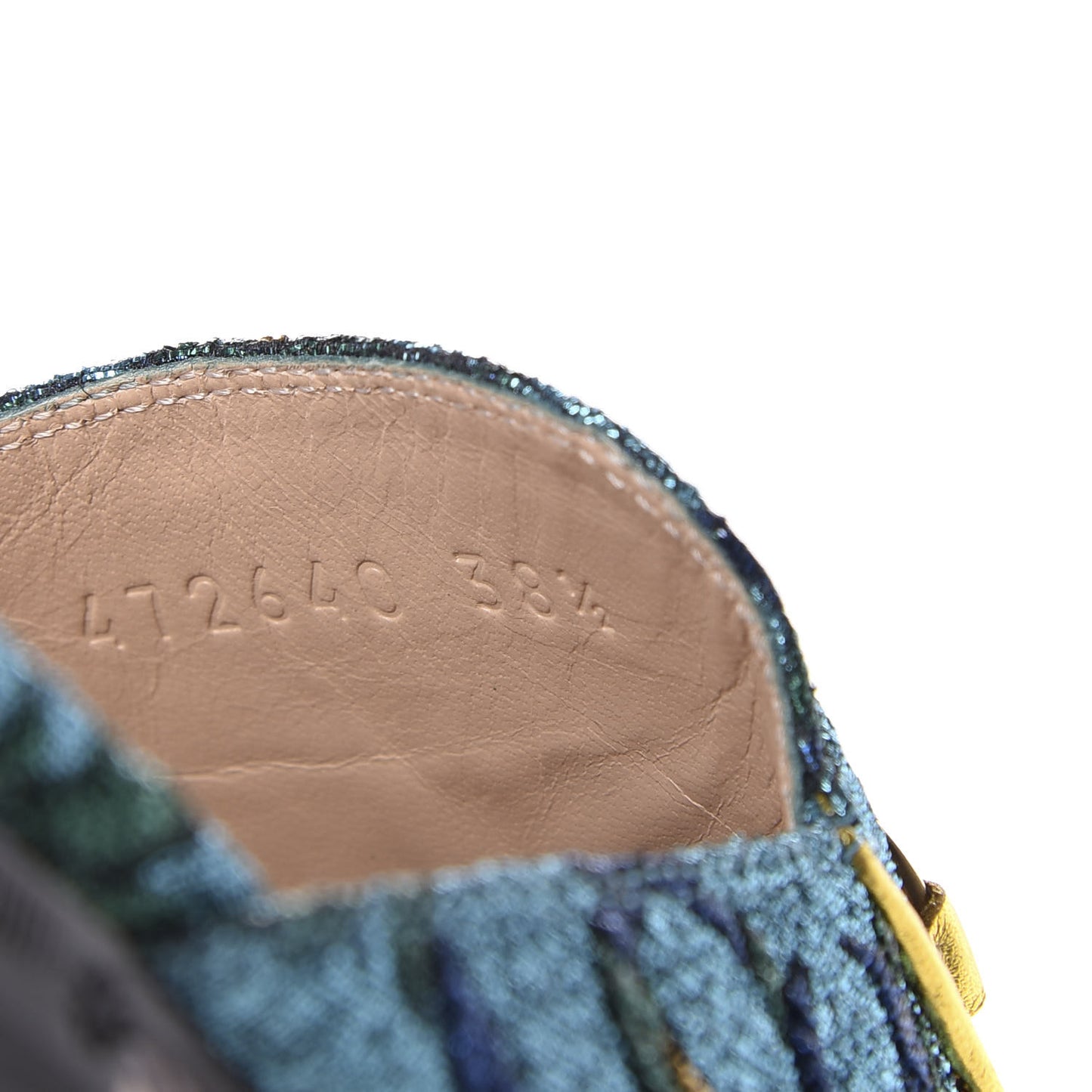 Iridescent Brocade Womens Princetown Slippers 38.5 Azure Multicolor Oro