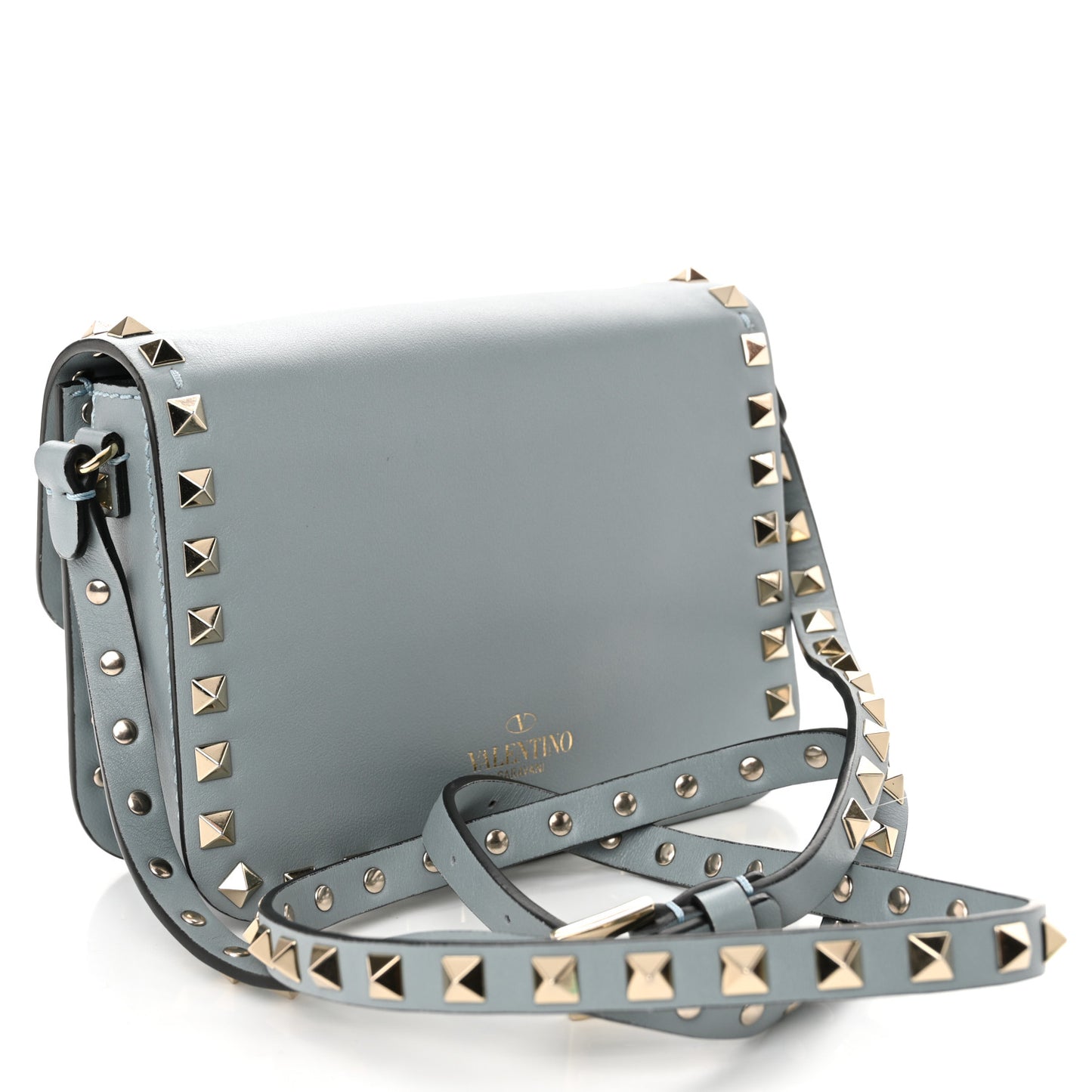 Vitello Rockstud Flap Crossbody Bag London Stone
