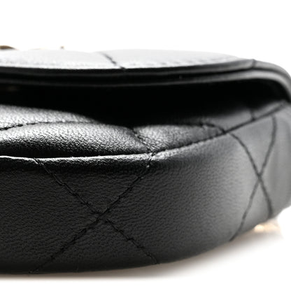 Chanel Lambskin Quilted Pearl Top Handle Clutch With Chain Black 11 of 12