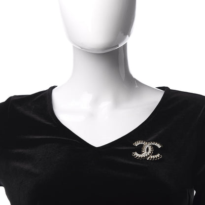 Chanel Crystal Chain CC Brooch Gold 2 of 5