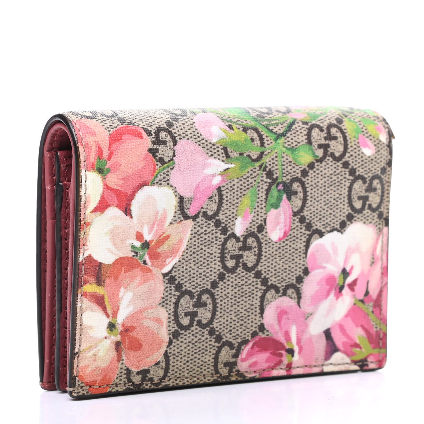 GG Supreme Monogram Blooms Card Case Wallet Beige Multicolor Dry Rose
