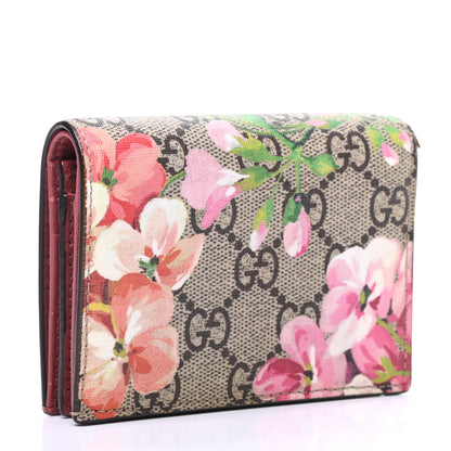 Gucci GG Supreme Monogram Blooms Card Case Wallet Beige Multicolor Dry Rose 3 of 9