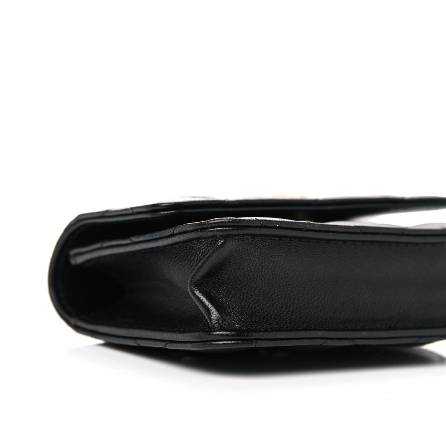 Lambskin Quilted CC Hook Card Holder Black