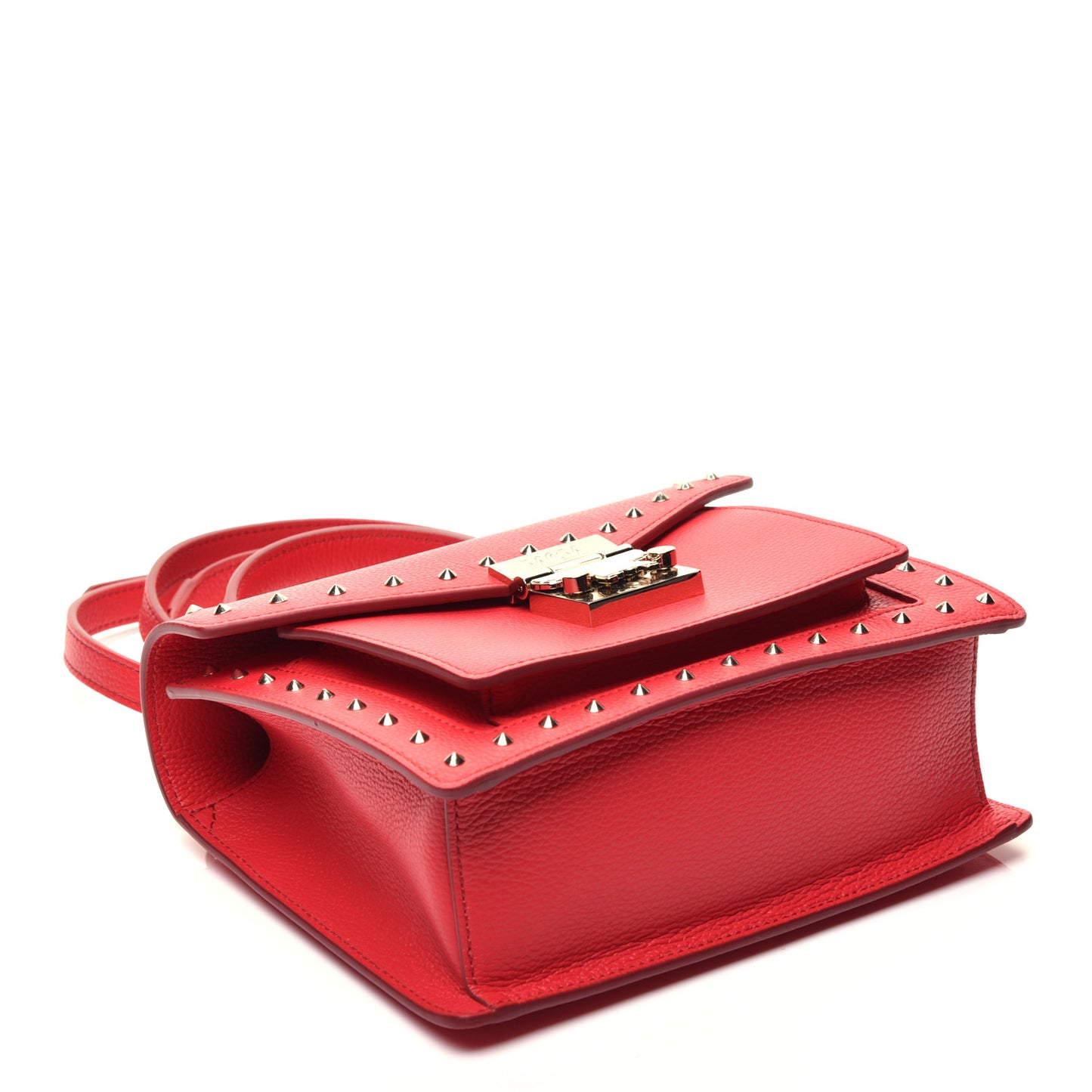 Calfskin Studded Small Patricia Satchel Chinese Red