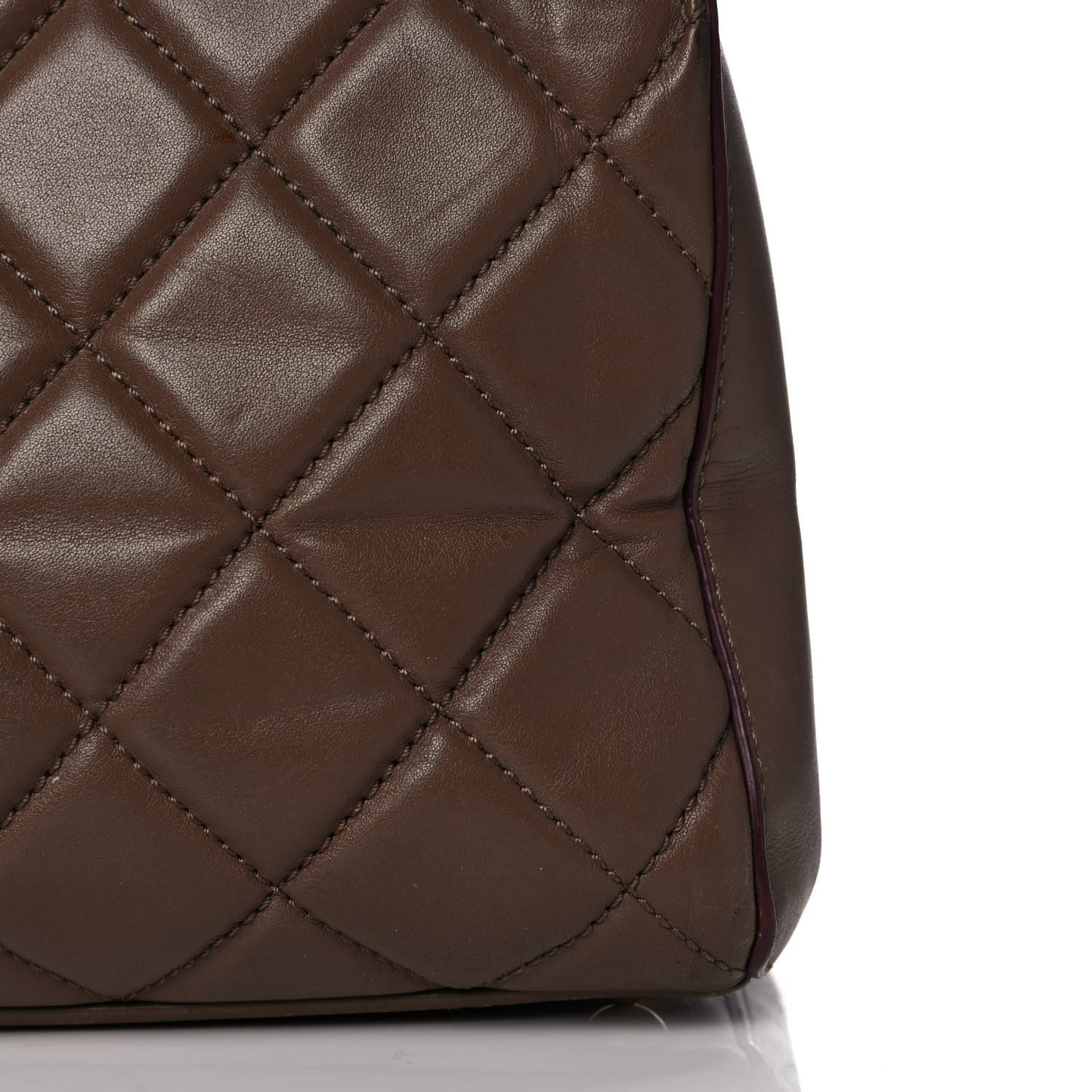 Calfskin Quilted Perfect Edge Tote Brown