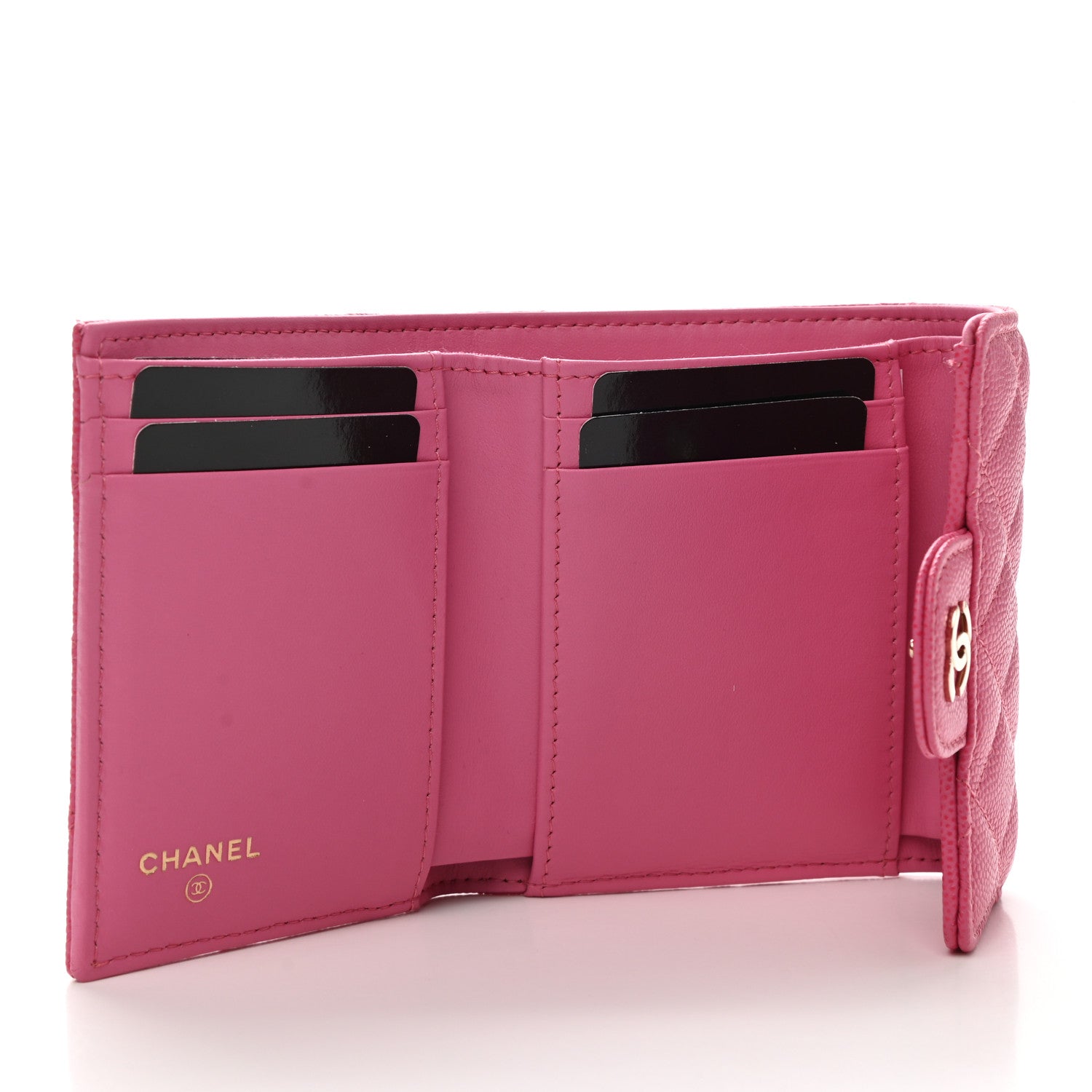Chanel Caviar Quilted Compact Flap Wallet Pink 5 of 9