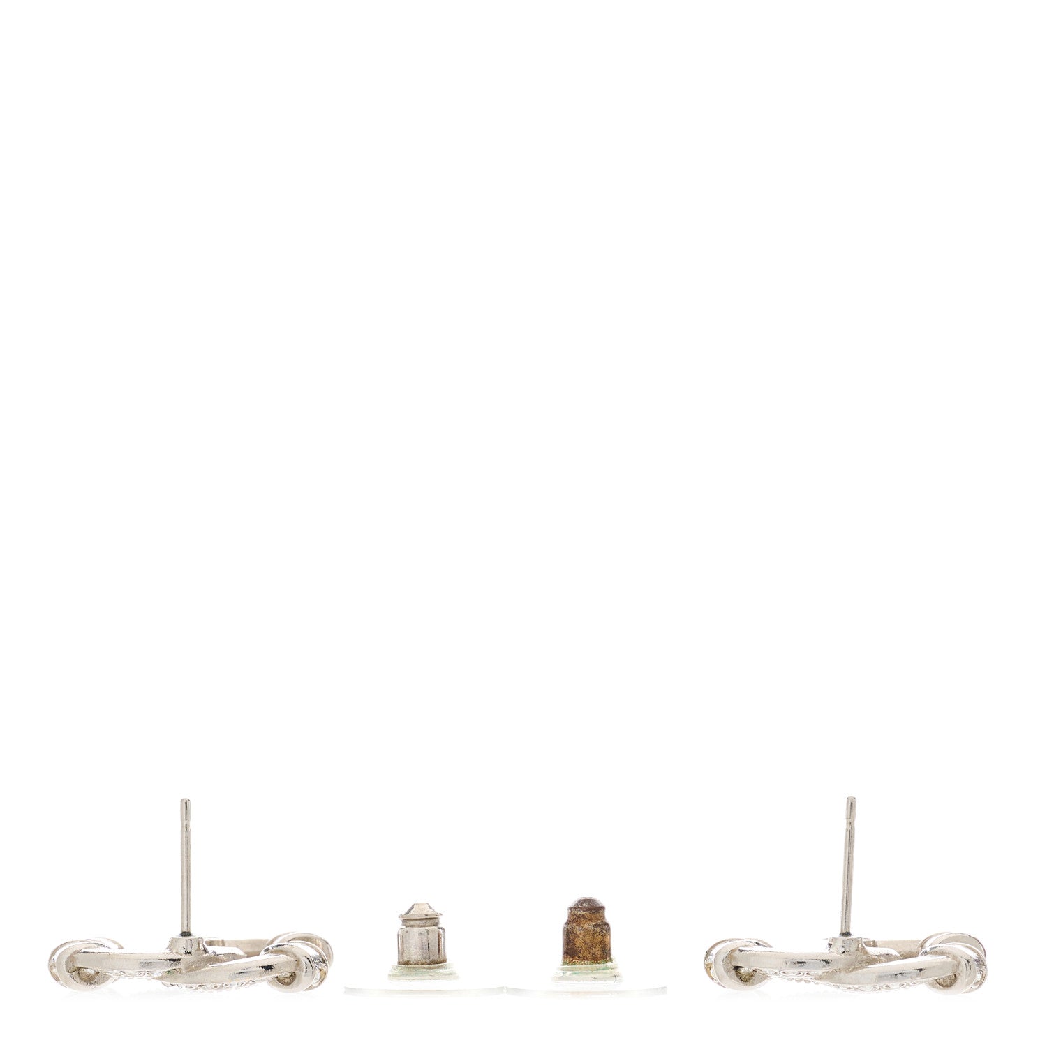 Chanel Crystal CC Earrings Silver 3 of 5
