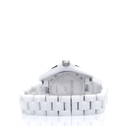 Chanel Stainless Steel Ceramic Diamond Pink Sapphire 33mm J12 Quartz Watch White 3 of 5
