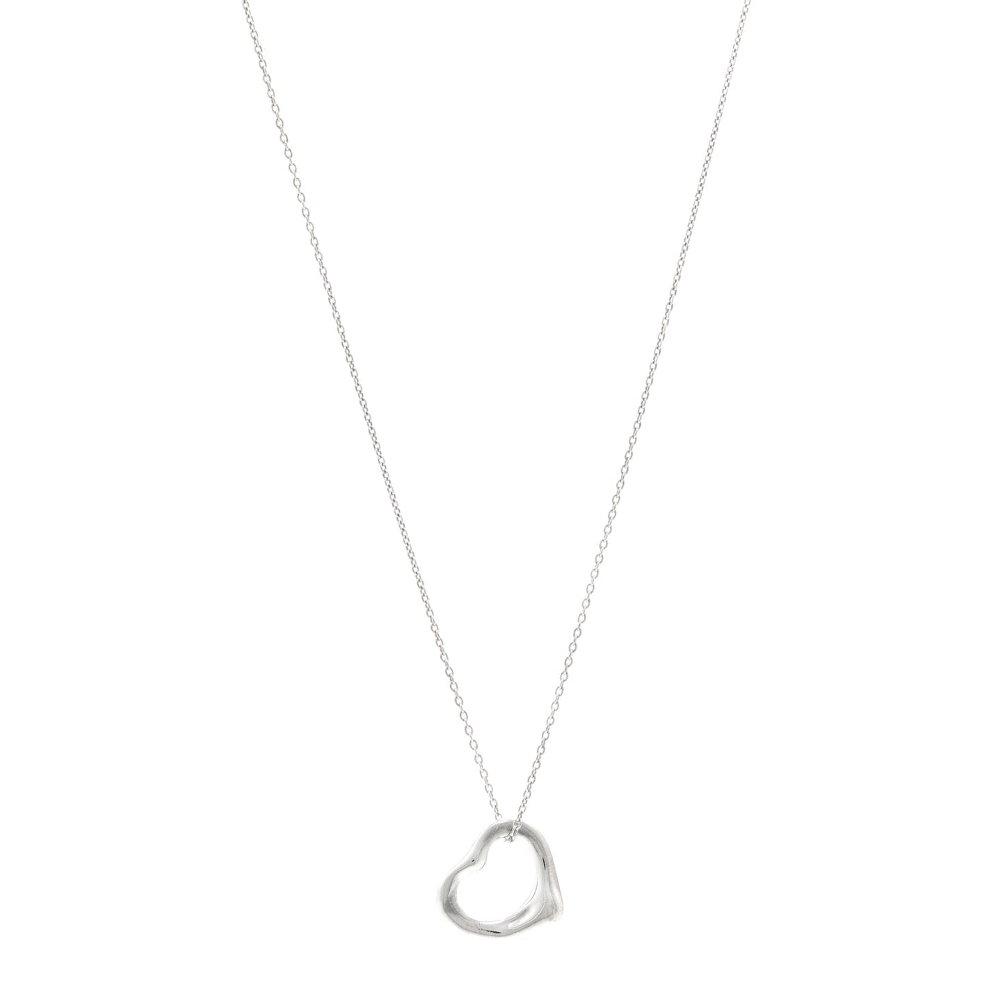 Sterling Silver 16mm Elsa Peretti Open Heart Pendant Necklace