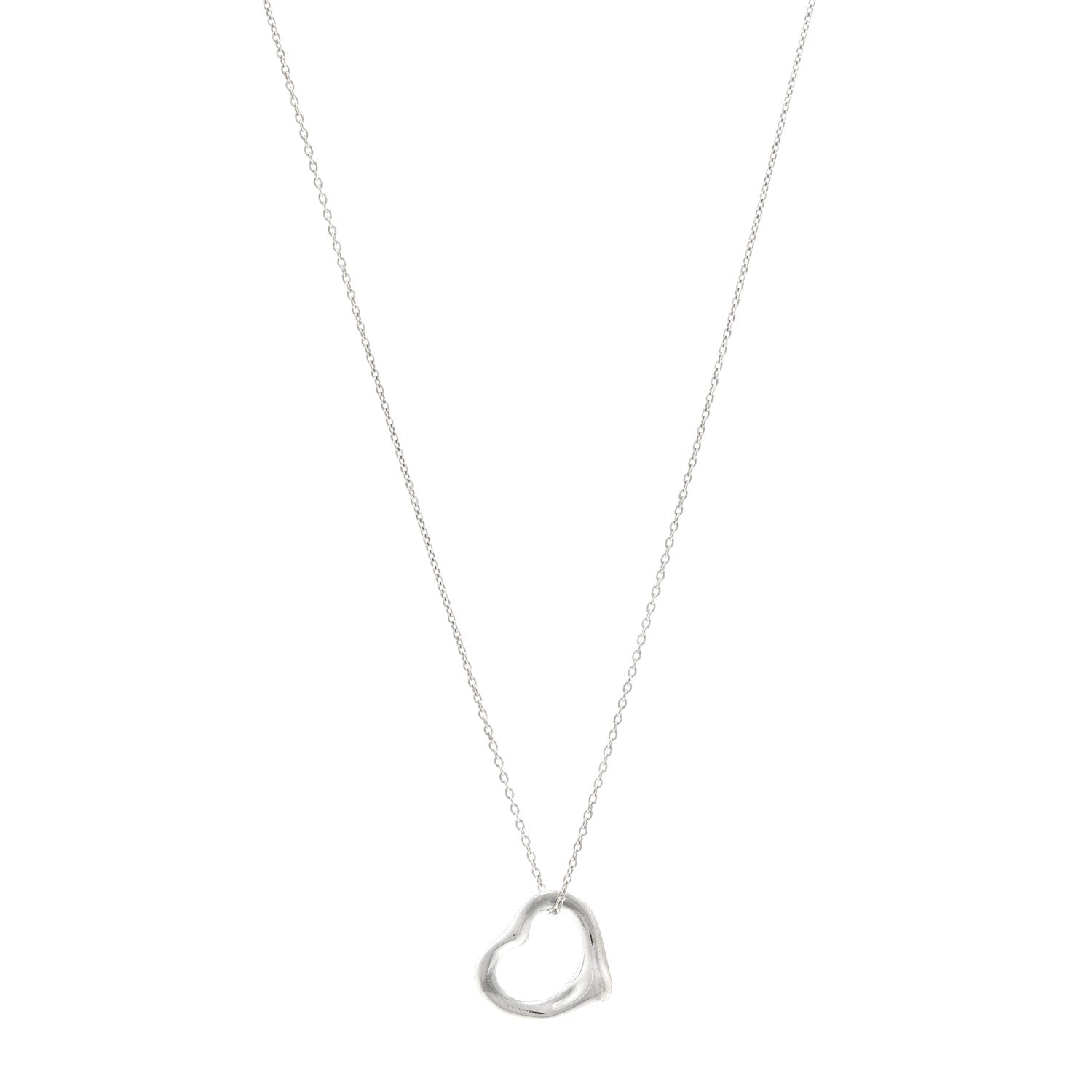 Tiffany Sterling Silver 16mm Elsa Peretti Open Heart Pendant Necklace 1 of 5