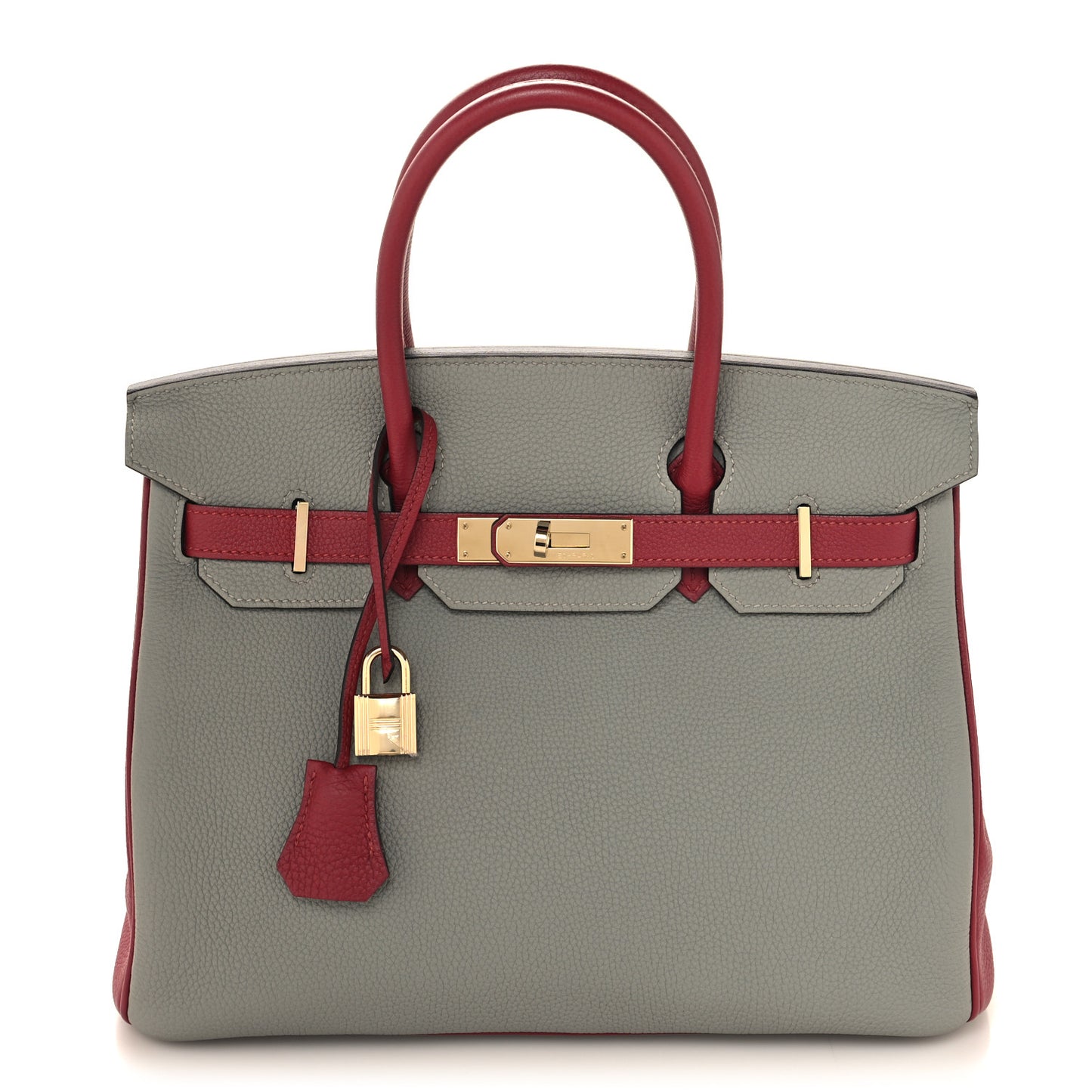 Togo Birkin 30 Gris Mouette Rouge Grenat