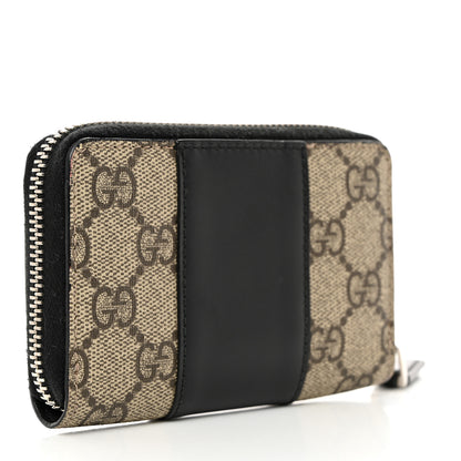 Gucci GG Supreme Monogram Zip Around Card Case Black 3 of 6