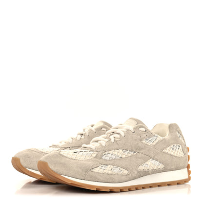 Bottega Veneta Calfskin Fishnet Fabric Orbit Sneakers 38 Sea Salt 4 of 7