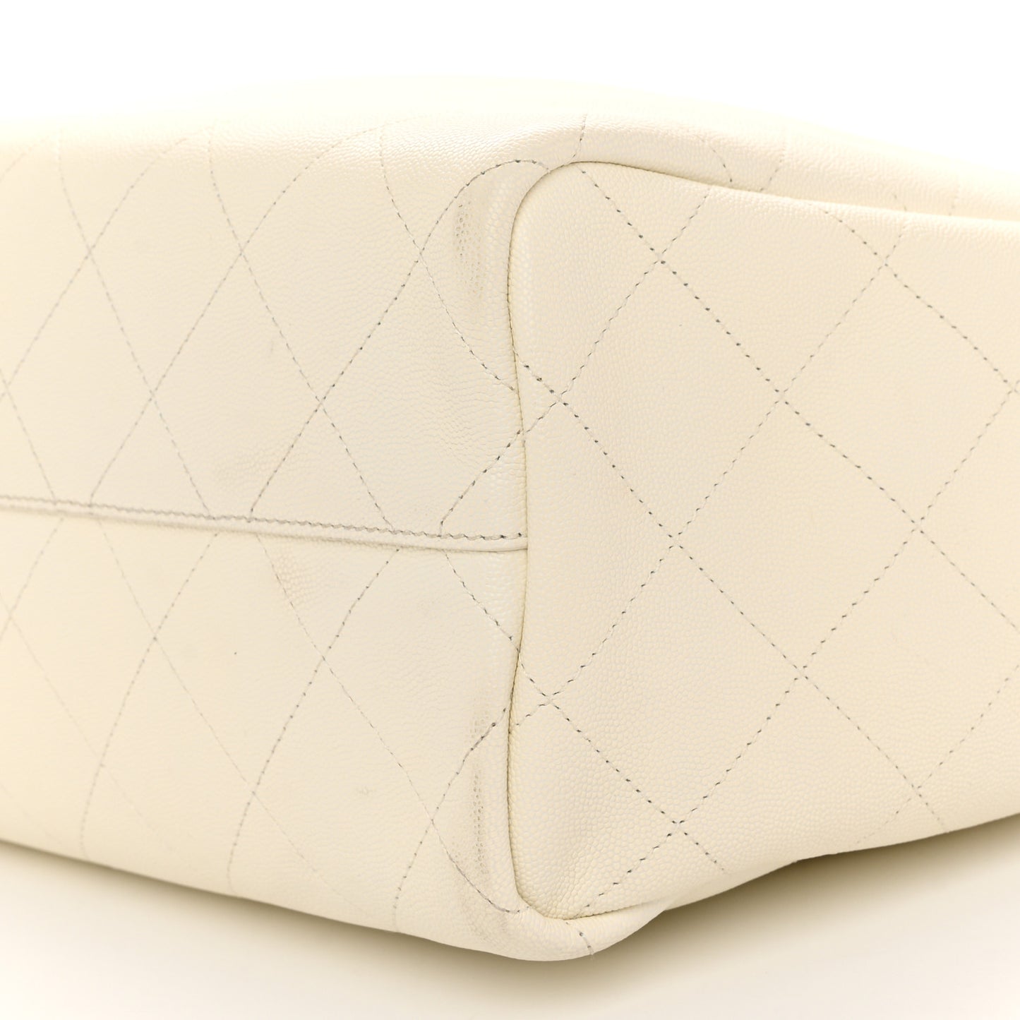 Caviar Stitched Large Shopping Tote White