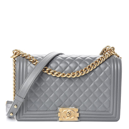 Chanel Lambskin Quilted New Medium Boy Flap Grey 1 of 11