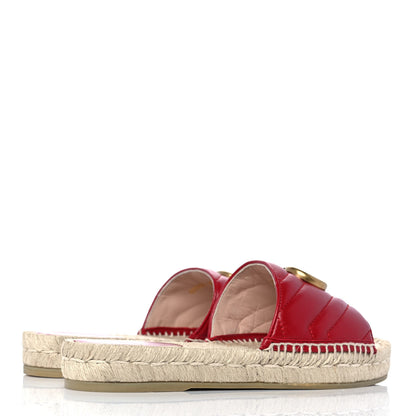 Gucci Nappa Matelasse GG Marmont Espadrille Slide Sandals 36.5 Hibiscus Red 4 of 9