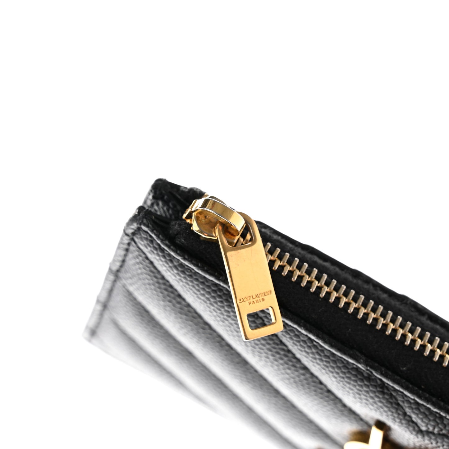 Grain De Poudre Matelasse Chevron Monogram Fragments Zippered Card Case Black
