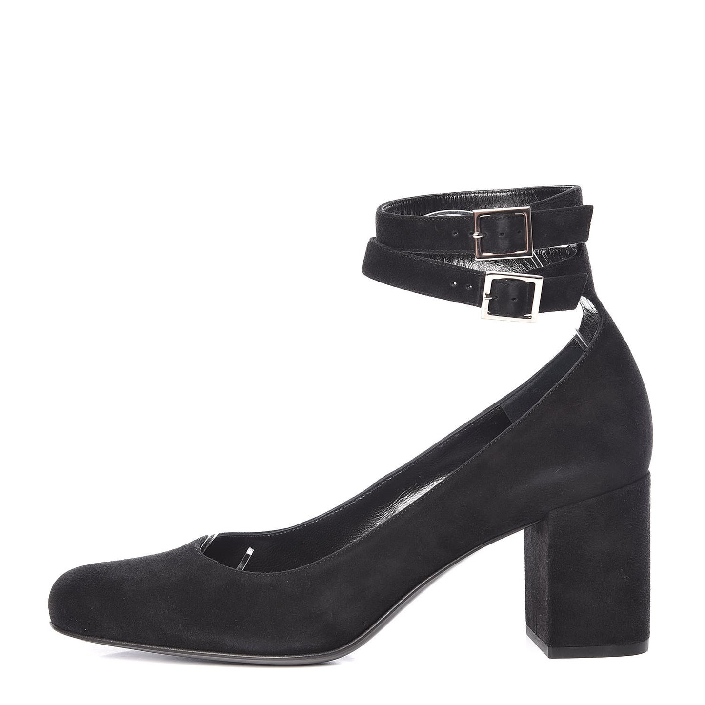Suede Babies Ankle Strap Pumps 40 Black