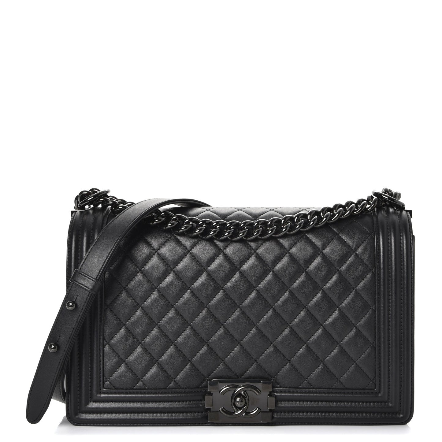 Calfskin Quilted New Medium Boy Flap So Black